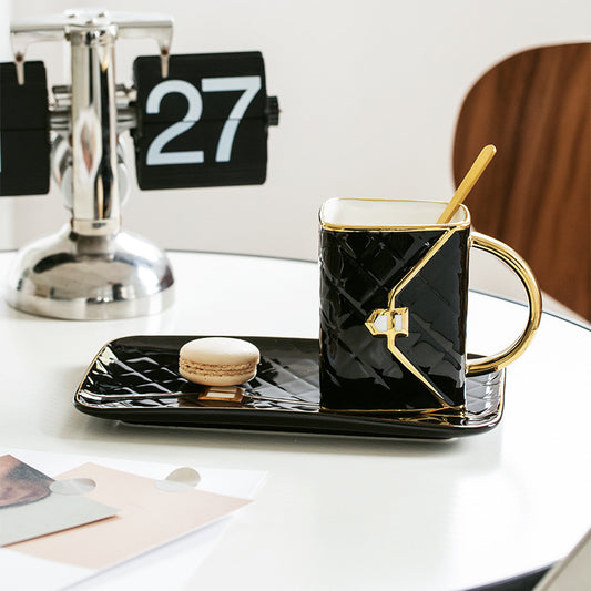 Ceramic Luxury Purse Shaped Coffee Cup And Saucer Set