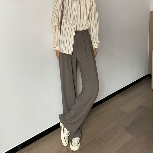 High Waist Suit Pants Women&#039;s Spring And Autumn Wide Legs Loose Large Size Drape Sense Floor Mopping Casual Straight Pants High Street Ins Tide