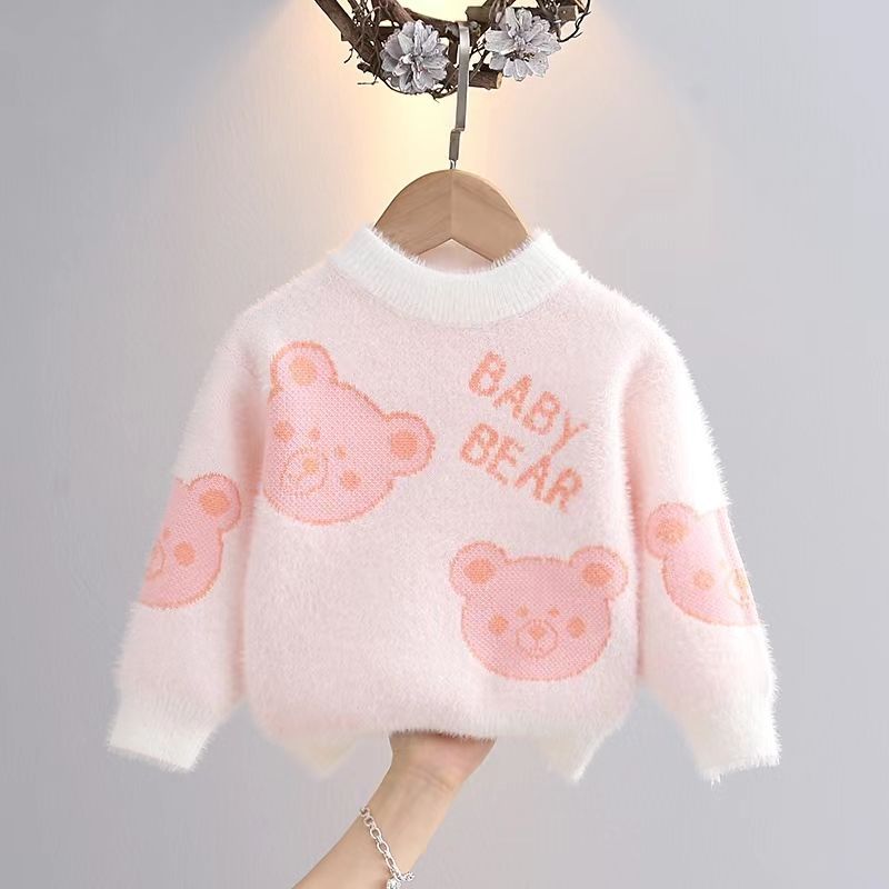 Girls Sweater Pullover 2023 Autumn And Winter New Children's Thick Knitted Bottoming Shirt Girl Foreign Style Top