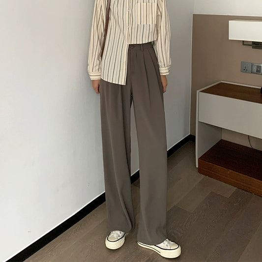 High Waist Suit Pants Women&#039;s Spring And Autumn Wide Legs Loose Large Size Drape Sense Floor Mopping Casual Straight Pants High Street Ins Tide