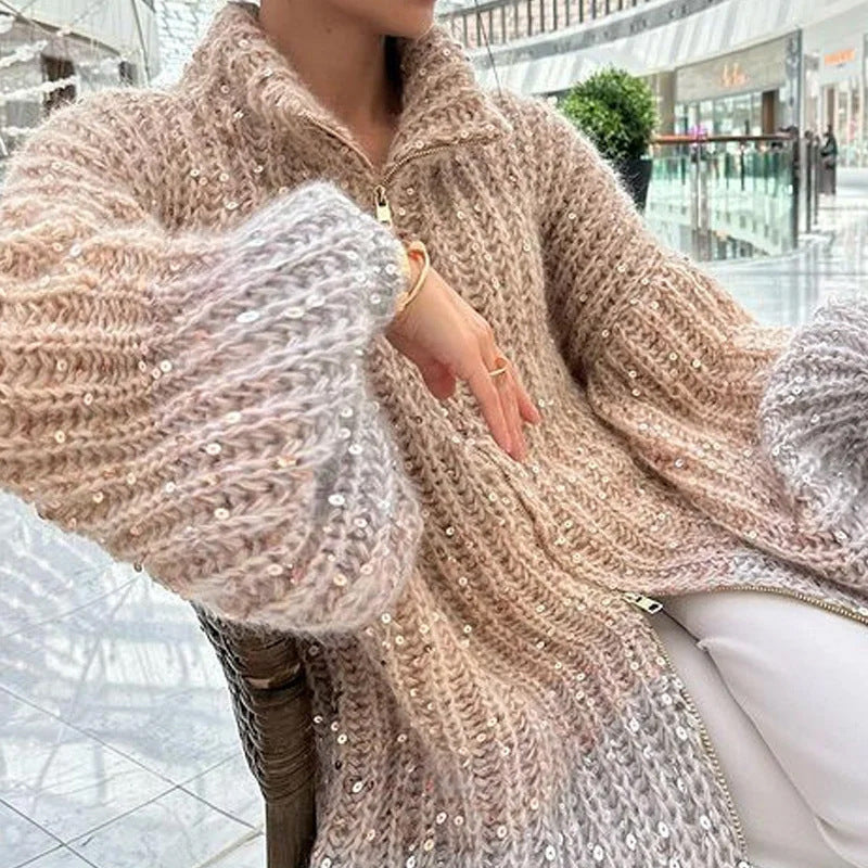 Women's Clothing Small Fragrance Fashion Bead Design Sweater Coat