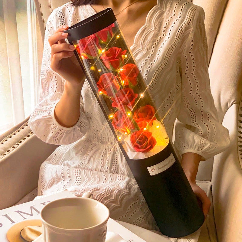 Artificial Flower Rose for Gifts in Glass Jar Light