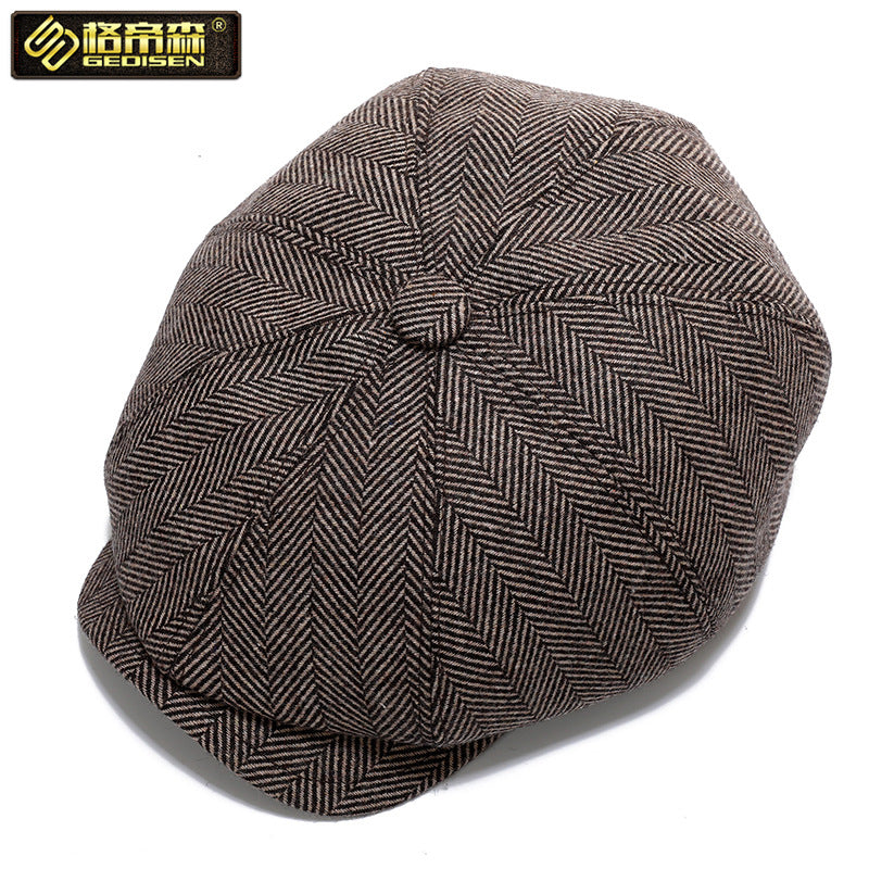 Beret Korean Version Of The Forward Hat Men's Octagonal Hat Outdoor Newsboy Hat Autumn And Winter Painter's Hat