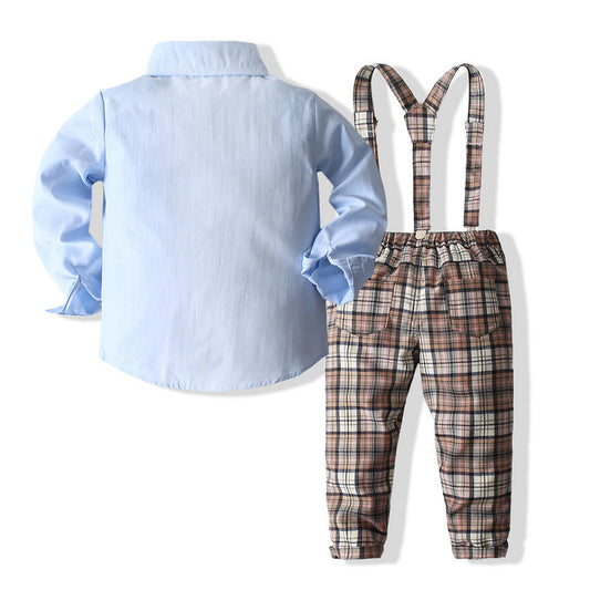 Boys Gentleman&#039;s Dress Plaid Overalls Suit 2022 Autumn New British Style Children&#039;s Gentleman&#039;s Dress Children&#039;s Clothing