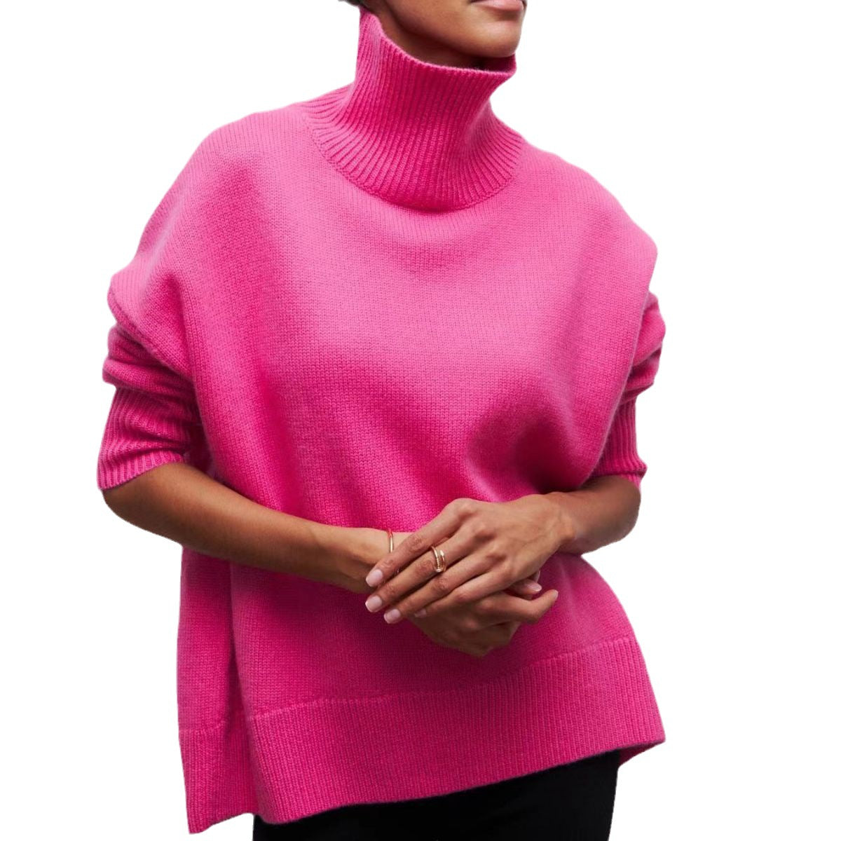 Women's Clothing New Party European And American Sweater Loose Popular Half Turtleneck