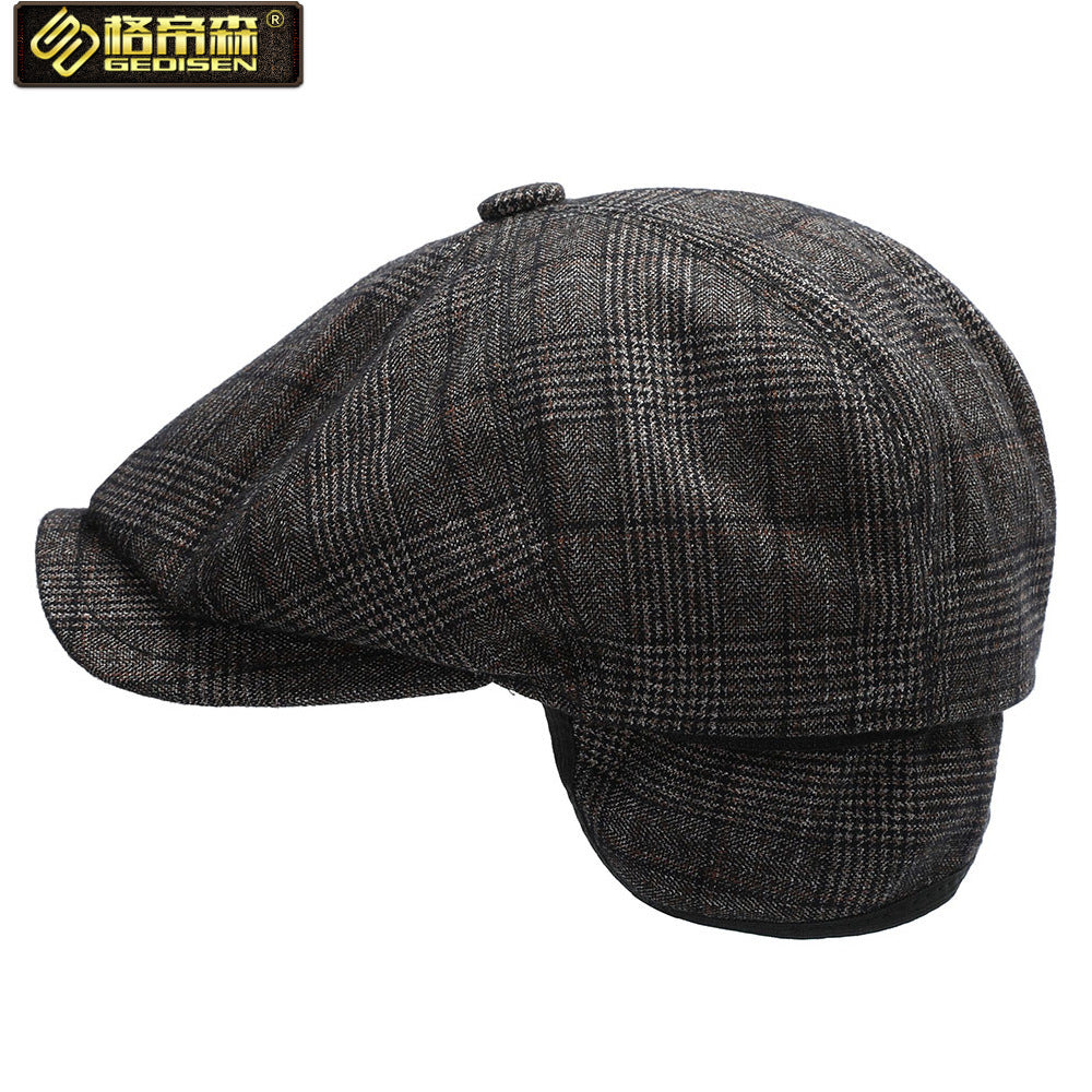 Beret Korean Version Of The Forward Hat Men's Octagonal Hat Outdoor Newsboy Hat Autumn And Winter Painter's Hat