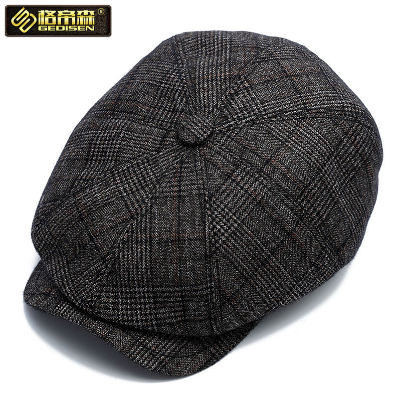 Beret Korean Version Of The Forward Hat Men's Octagonal Hat Outdoor Newsboy Hat Autumn And Winter Painter's Hat
