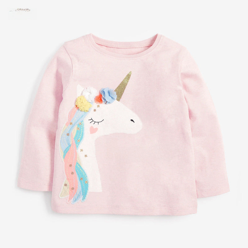 Children's T-shirt Autumn New European And American Children's Clothing Children's T-shirt Unicorn Girls Long Sleeve T-shirt