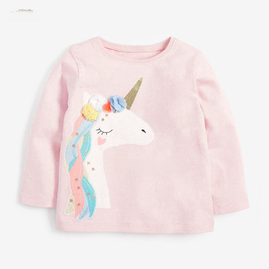 Children&#039;s T-shirt Autumn New European And American Children&#039;s Clothing Children&#039;s T-shirt Unicorn Girls Long Sleeve T-shirt