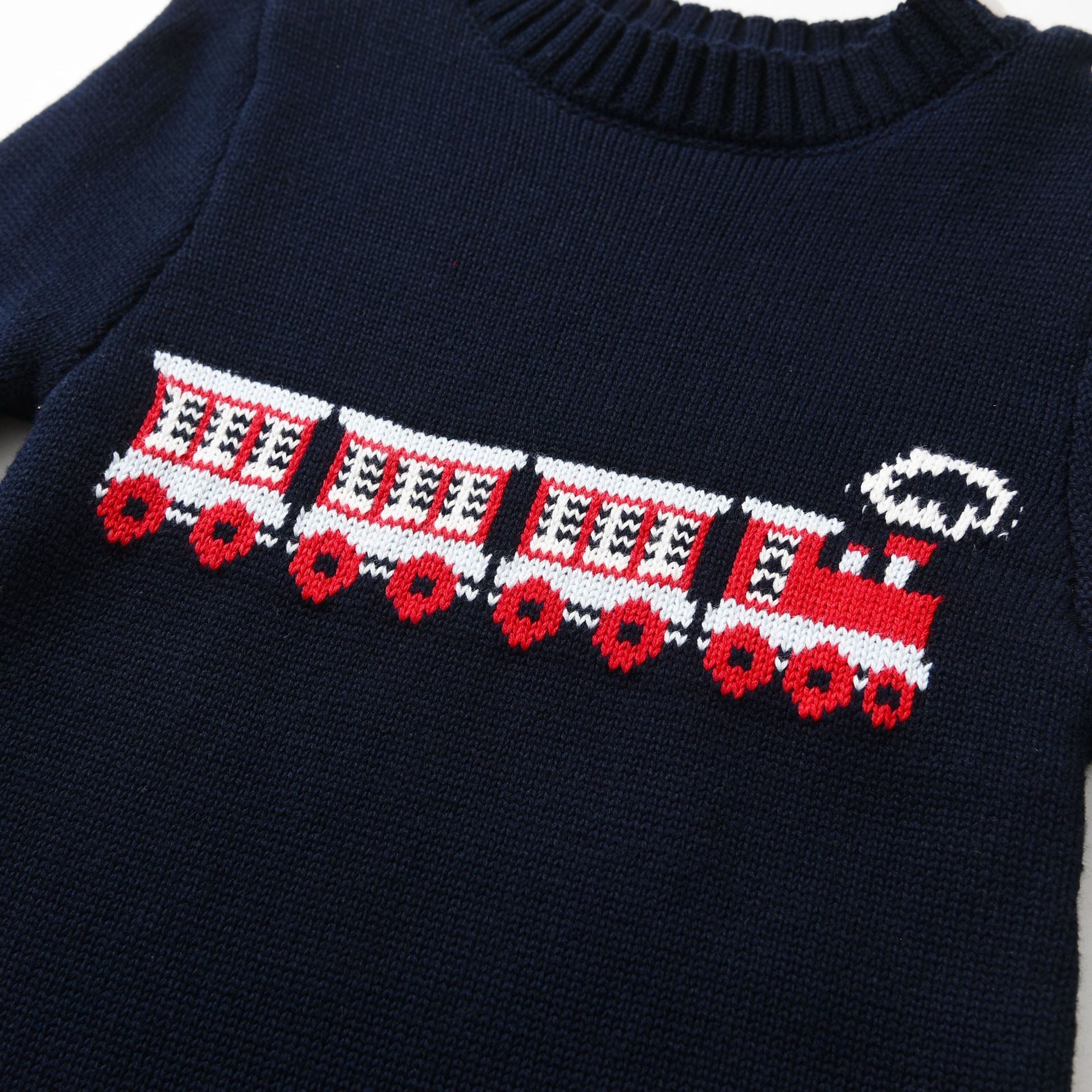 Children&#039;s Wear Autumn And Winter New Baby Knitted Jumpsuit Small Train Long Sleeve Ha-ha Clothes Men&#039;s Baby Cotton Sweater