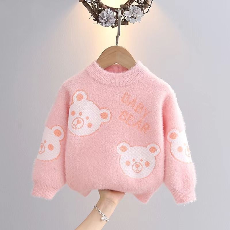 Girls Sweater Pullover 2023 Autumn And Winter New Children's Thick Knitted Bottoming Shirt Girl Foreign Style Top
