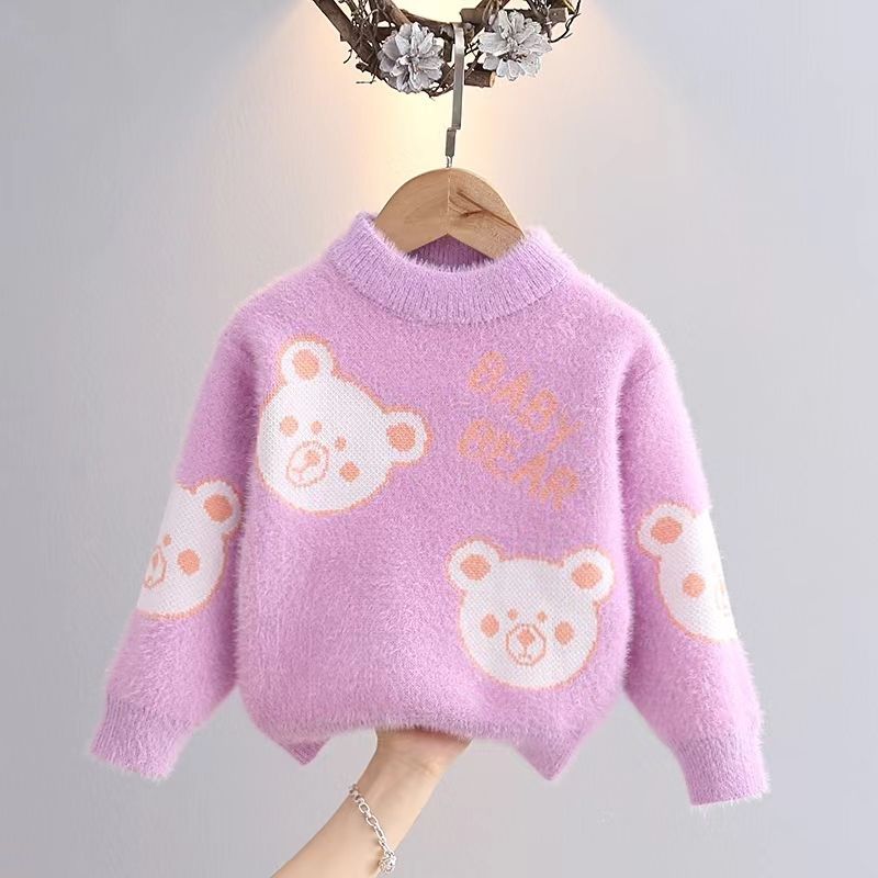 Girls Sweater Pullover 2023 Autumn And Winter New Children's Thick Knitted Bottoming Shirt Girl Foreign Style Top