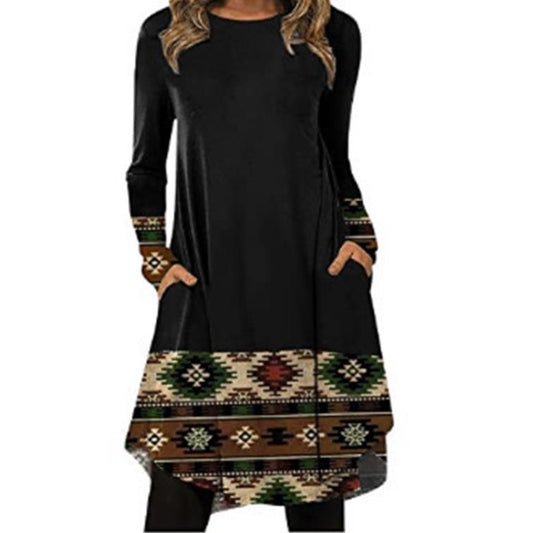 Women&#039;s Urban Casual National Retro Style Autumn And Winter Long-sleeved Women&#039;s Dress