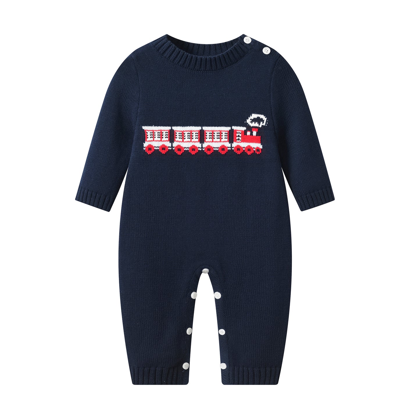 Children&#039;s Wear Autumn And Winter New Baby Knitted Jumpsuit Small Train Long Sleeve Ha-ha Clothes Men&#039;s Baby Cotton Sweater