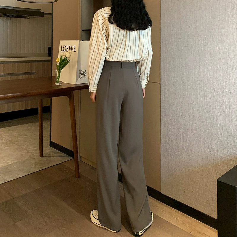 High Waist Suit Pants Women's Spring And Autumn Wide Legs Loose Large Size Drape Sense Floor Mopping Casual Straight Pants High Street Ins Tide