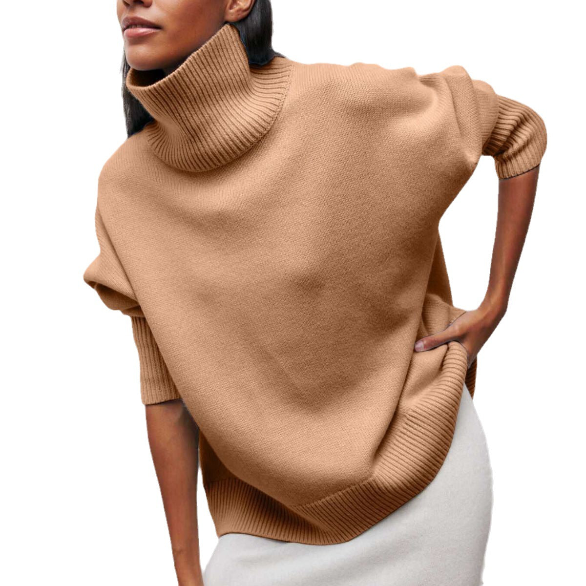 Women's Clothing New Party European And American Sweater Loose Popular Half Turtleneck