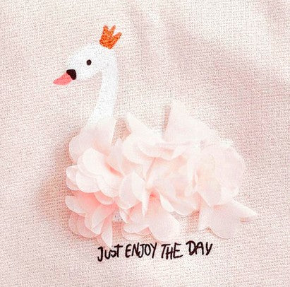 Pink Swan Puff Sleeve Top - Children's Clothing