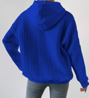 Cable Knit Sweater Hoodie - Women's Clothing