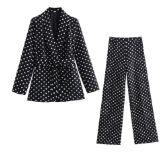 Belted Trousers Suit - Women's Clothing
