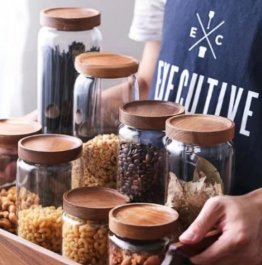Acacia Wood Tea Storage Jar - Home & Garden